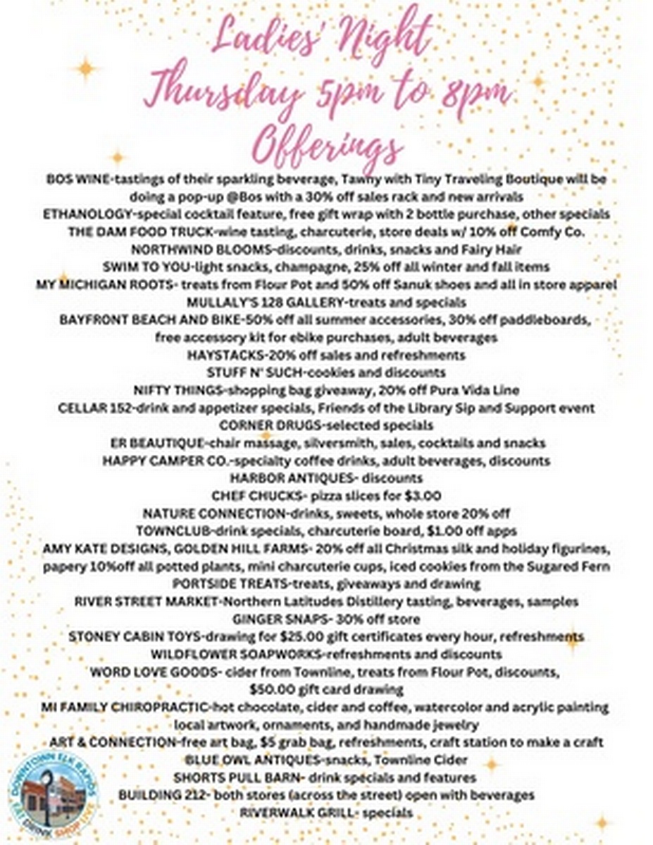 Ladies Night Downtown Elk Rapids Dec 14, 2023